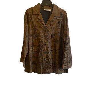 #5684 Chicos Brown Long Sleeve Beaded Jacket Size 1
